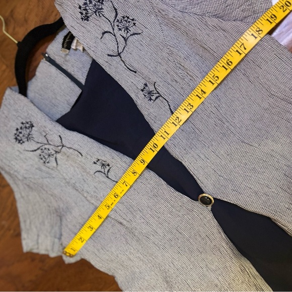 Michael Blake Vintage 14P Two-Piece Dress Jacket Set Navy & Gray Floral - Picture 10 of 11